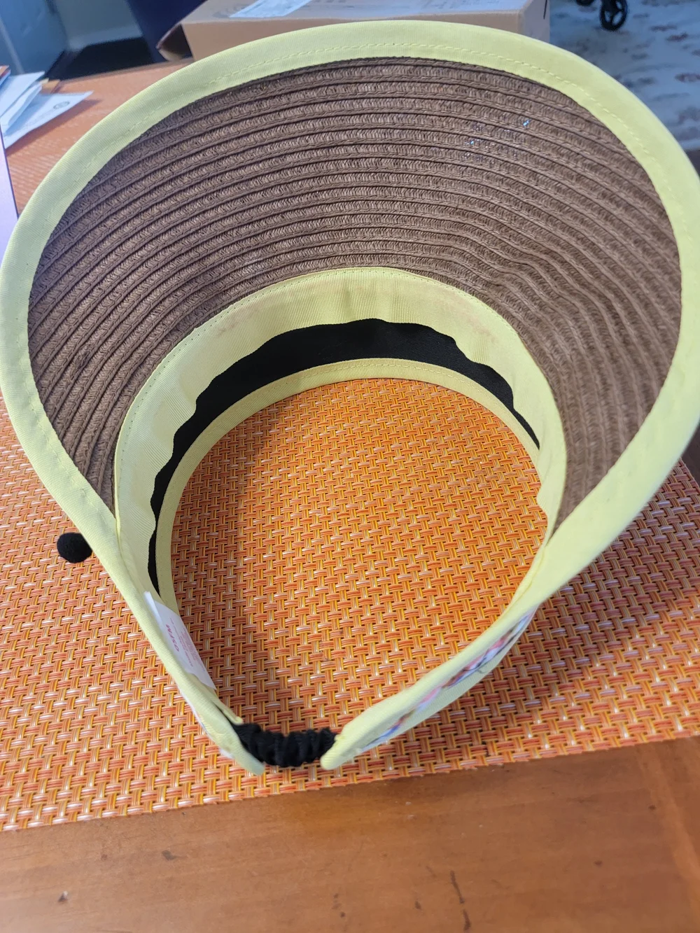 Embroidered Black & Brown Pom-Pom Visor with Neon Accents